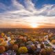Sunset in the fall over the suburbs